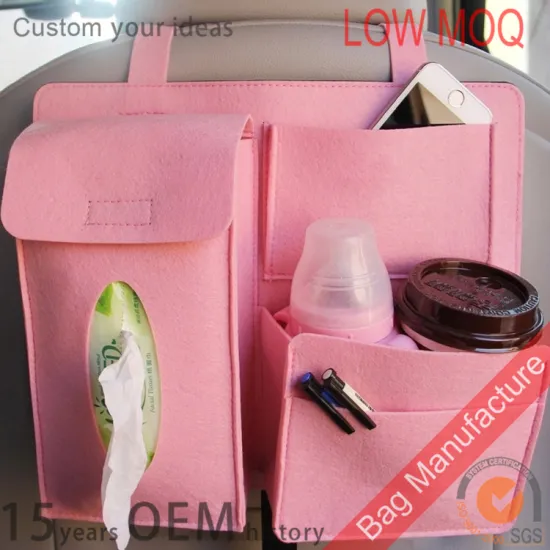 Simple style Felt car backseat organizer with tissue box