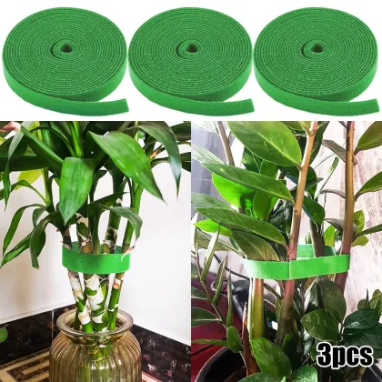 Green Garden Twine & Plant Ties - Nylon Bandages & Hooks for Bamboo Cane Support