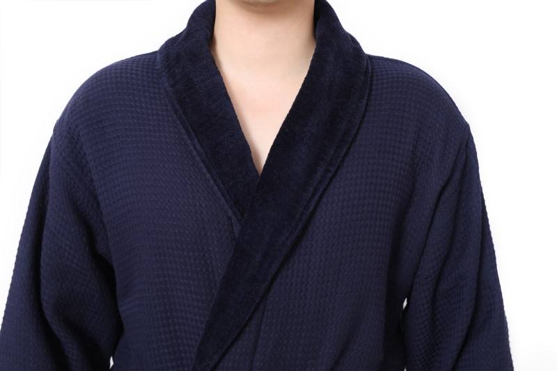 Waffle Velour Spa Robe Lapel Thick Bathrobe