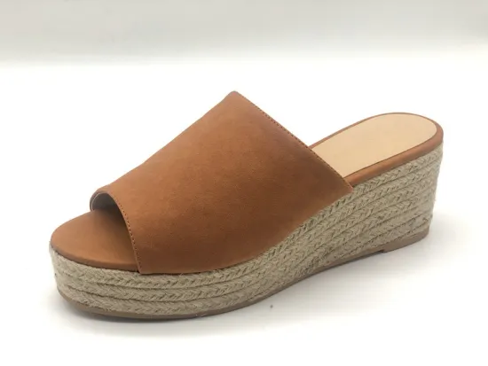 Women's Open Toe Slip-On Espadrille Chunky Platform Wedge