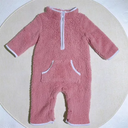 KERUI Kids Coral Fleece One-Piece Pajamas Winter Set Cotton Front Half Zipper Suit for Kids Unisex 2024