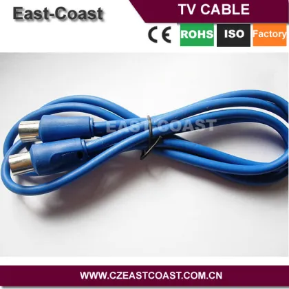 Blue 9.5mm aerial tv male to male tv antenna cable