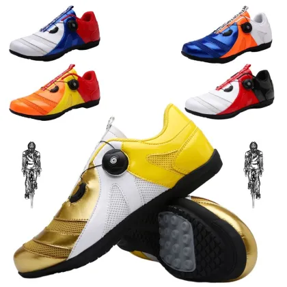 Classic Cycling Shoes: Breathable Men's Lockless Road Bicycle Shoes and Women's Non-Slip Rubber Sole Sneakers