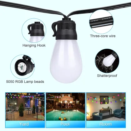 Multicolor LED Edison Bulb String Lights for Outdoor Garden Holiday Lighting