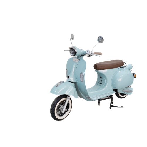 Pastel Blue Electric Scooter with Vintage Style Design