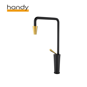 Brass black gold single hole kitchen mixer tap