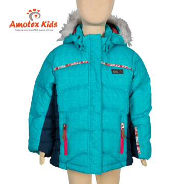 Child Duck Goose Down Filled Puffer Fur Jacket