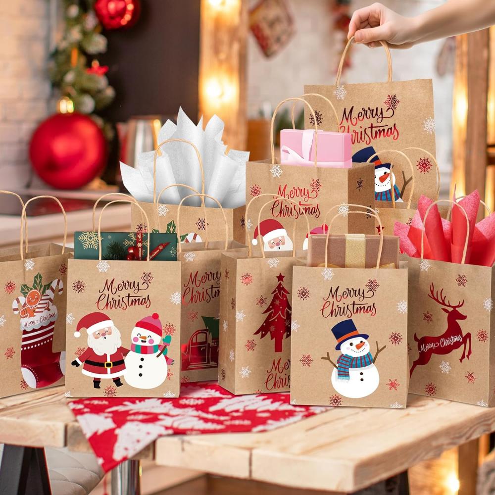 Christmas Kraft paper gift bags with handles