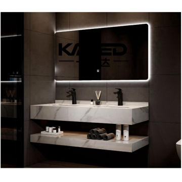 Commercial Double Basin Hotel Bathroom Vanity Unit - White Double Vanity Sink