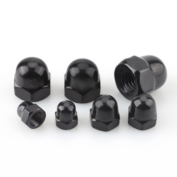 Customized Black Stainless Steel & Zinc Plated M8, M12 Iron Threaded Nut End Caps: Hexagonal Acorn & Dome Design - DIN 1587 Specification