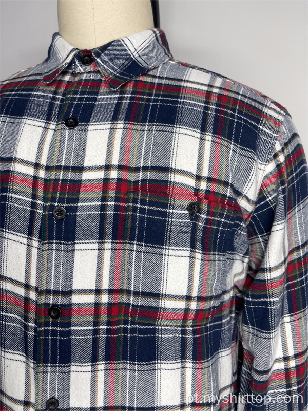 Camisa quadriculada de linha casual masculina para jovens