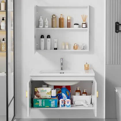 Modern PVC Bathroom Cabinet Combination with Wash Basin for Hotels