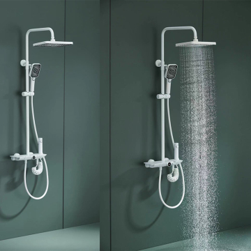 Factory Wholesale Luxury Bathroom White Faucet Thermostatic Shower Set