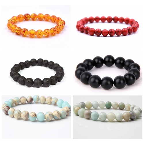 Natural Gemstone beaded Bracelet 4mm/6mm/8mm/10mm/12mm/16mm Stretch Chakra Healing Crystal Quartz Jewelry Women Men Girls