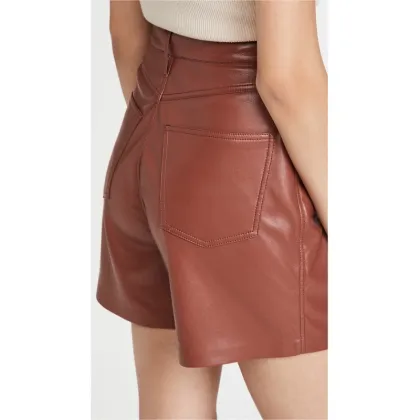 New Arrivals Solid Leather Women's Vintage Shorts
