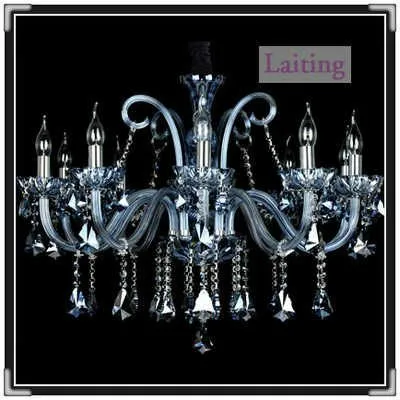 Traditional Decorative Glass & Blue Candle Chandelier