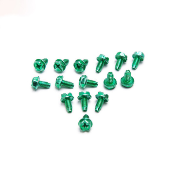 Color Aluminum Triangular Tooth Lock Screw With Flange