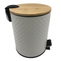 Bamboo Lid Pedal Trash Can