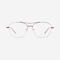 Angular double-bridge Metal Women's Optical Frames