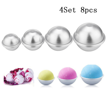 8Pcs Aluminum Alloy 4.4/5.5/6.5/8CM Bath Bombs Mold Bath Salt Bomb Mold 3D Ball Sphere Shape DIY Bathing Tool Accessories