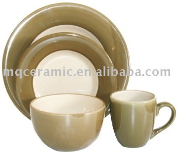 16 pieces ceramic double color dinner set
