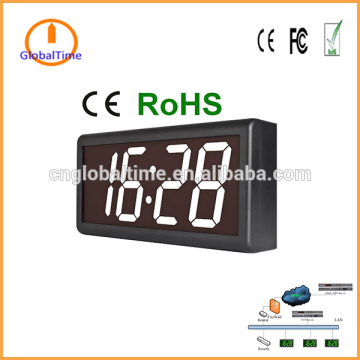 indoor 4 inch 4-digit 7-segment White LED digital POE clock for Airport