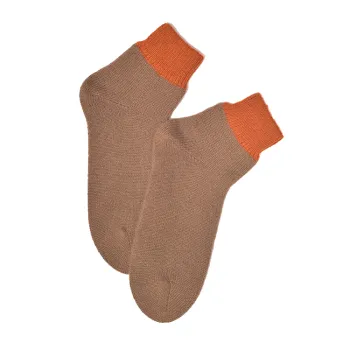 OEM Custom Logo Women Unisex Patchwork Color 100% Wool Crew Sock Knitted Cashmere Socks With Cheap Price
