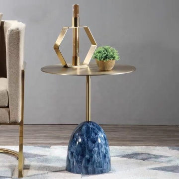 Modern Luxury Copper Chrome Round Dining Sofa Side Table