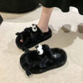 Lady plush big eyes slippers for outdoor wear