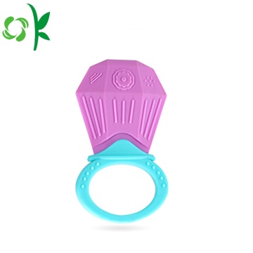 Cute Cartoon Diamond Silicone Teether Rings for Baby/Infant