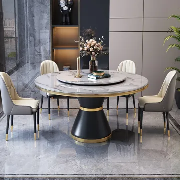 Base two marble top rotating dining table