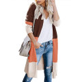 Womens Boho Open Front Cardigan Colorblock