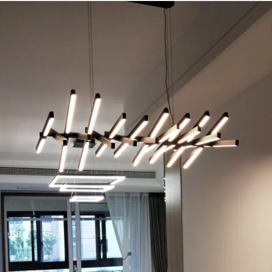 Nordic Black Aluminum Stick Minimalist Chandelier for Home and Cafe Decor