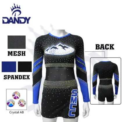 Blue Mesh Sleeve Cheerleading Cheers For Competition