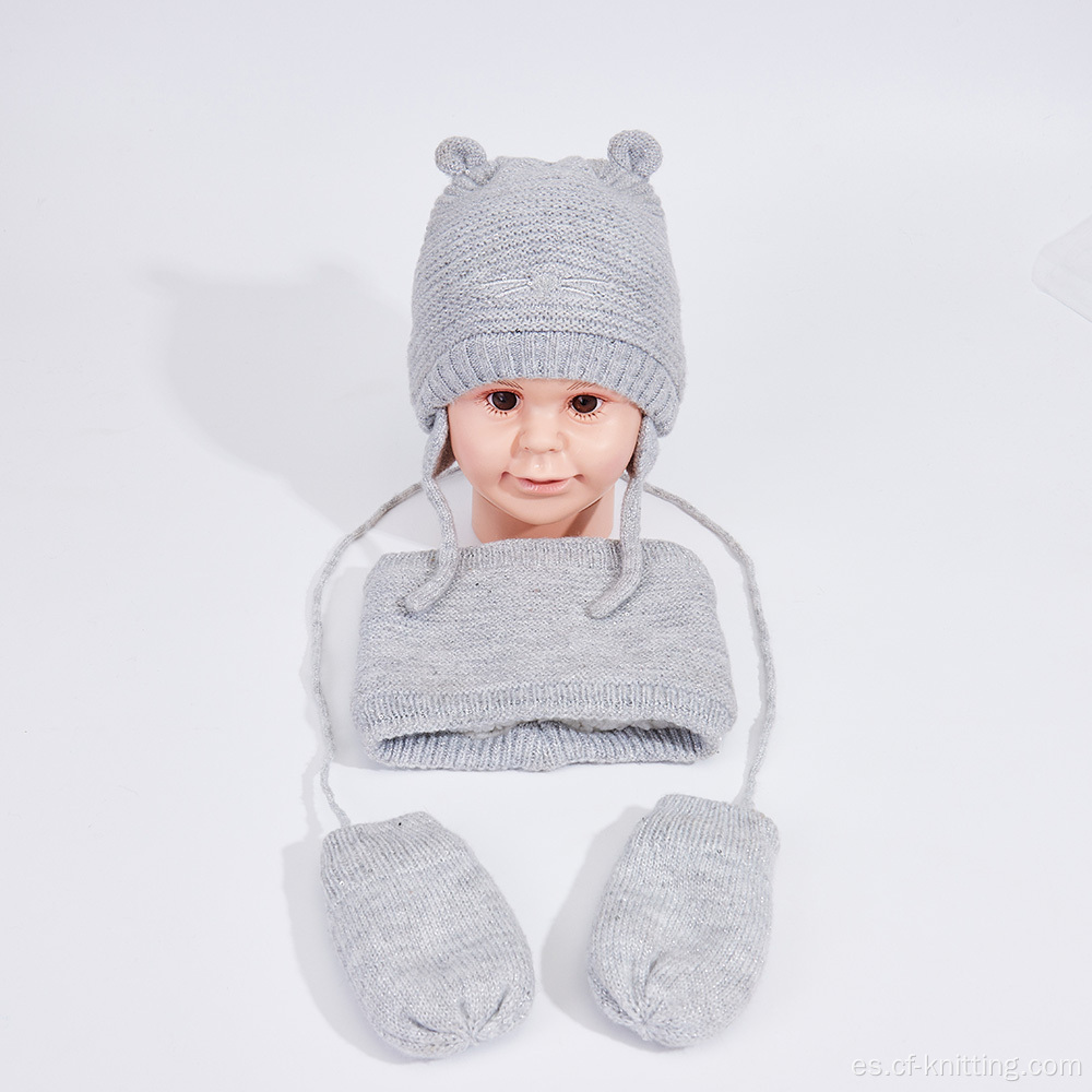 Guantes de bufanda de gorro de punto térmico para bebés