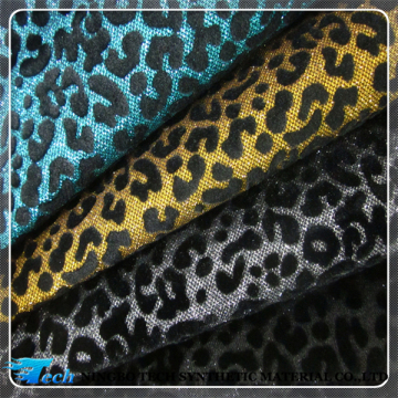 FASHION LEOPARD ANIMAL DESIGN FLOCKED GLITTER PU SYNTHETIC LEATHER FOR SHOE MAKING(PANA ESCARCHE)