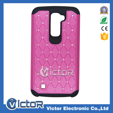 Wholesale price bling bling diamond combo case for LG K10