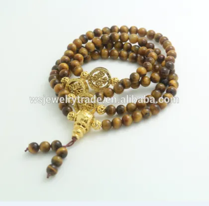 24K Gold Plated Copper108 Malas Bracelet Jewelry Factory Wholesale