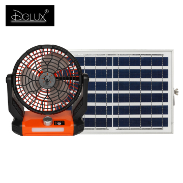 8 Inch 18W ABS Plastic Rechargeable Solar-Powered LED Light Fan with Remote