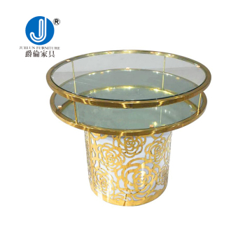 Gold Stainless Steel Mirror Glass Dessert Table Display Set for Wedding and Events