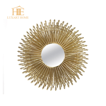 Gold Stainless Steel Luxury Round LED Mirror - Modern Customized Size Unique Design Wall Mirror Decoration