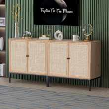 Minimalist Nightstand Natural Rattan Decorated Living Room Cabinets Manufactory