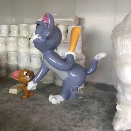Outdoor decor life size movie character fiberglass tom and jerry comic statue