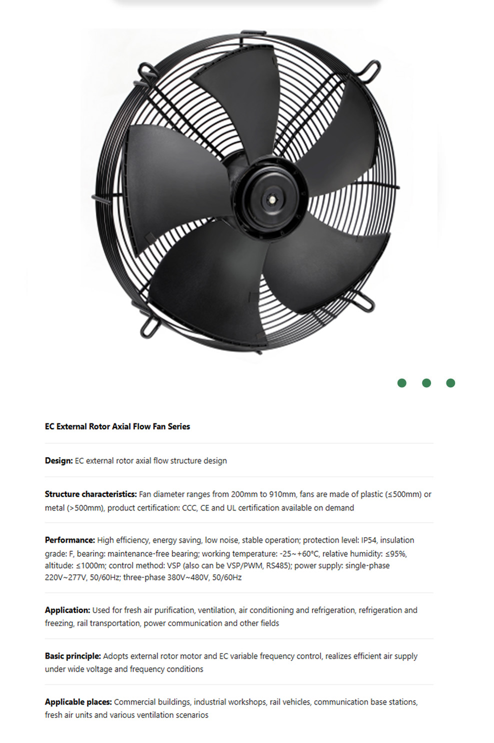 EC External Rotor Axial Flow Fan Series