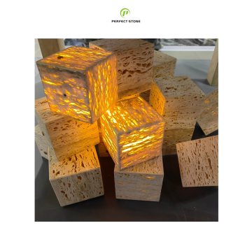 Natural Stone Marble Granite Lamp for Bedroom Living Room Desk Decor