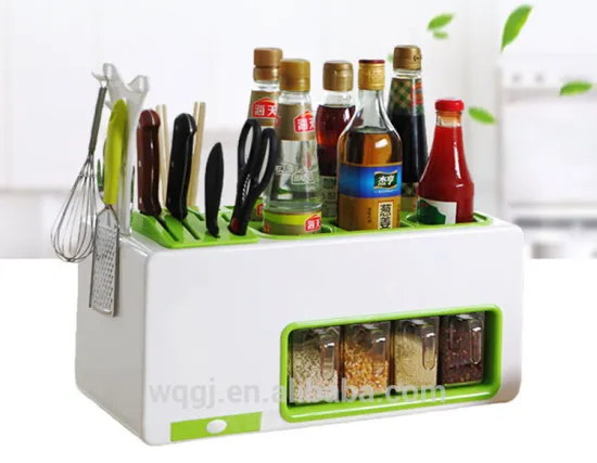 Luxious Design 3 in 1 Multi-Functional Plastic Condiment Holder Plastic Condiment Dispenser Kitchen Commodity Shelf Set