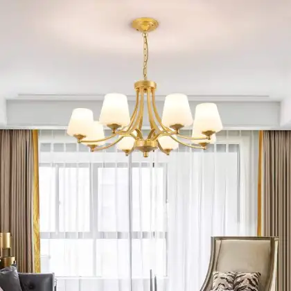 Chinese Style Light Luxury Villa Dining Room Led Ceiling Light Chandelier