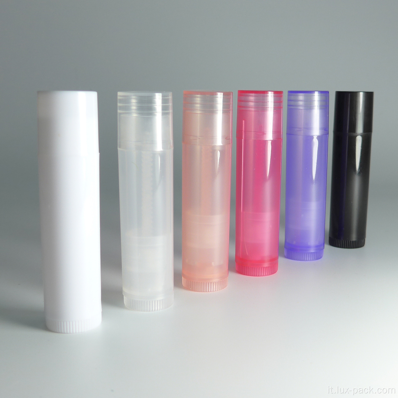 Balsamo per labbra a colori personalizzato in plastica di alta qualità