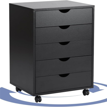 Modern Wood 5-Drawer Chest Storage File Cabinet with Wheels