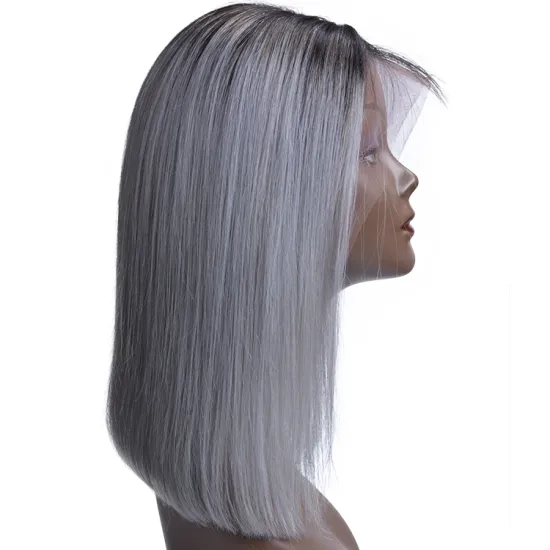 New Arrival Raw Indian Hair Bob Wigs Ombre 1B/Grey Human Hair  Wig Short Straight Lace Front Wig For Black Women